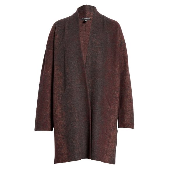 NWT Womens Size Large Eileen Fisher Oxidized Open Front Wool Blend Kimono Coat - Picture 1 of 7